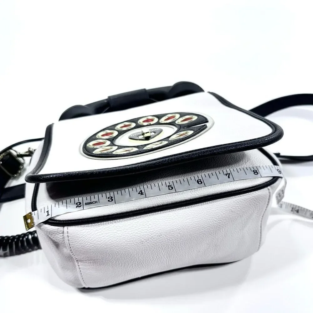 Betsy Johnson Kitsch white leather phone crossbody purse, connects to phone!